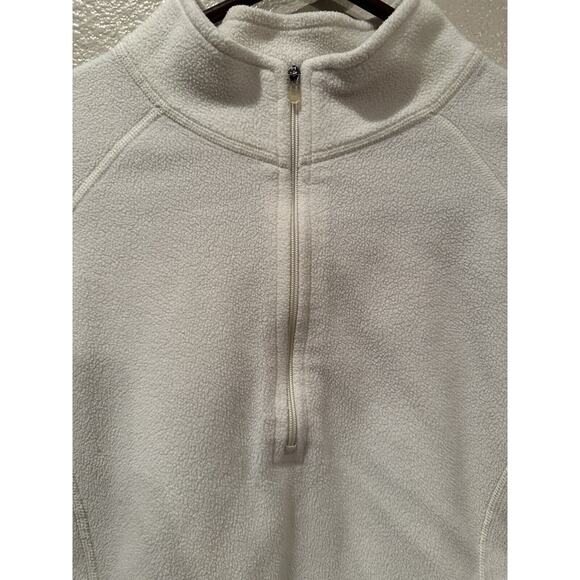 LL BEAN Ivory 1/4 Zip Fleece Pullover Size XL High Neck - Picture 2 of 5
